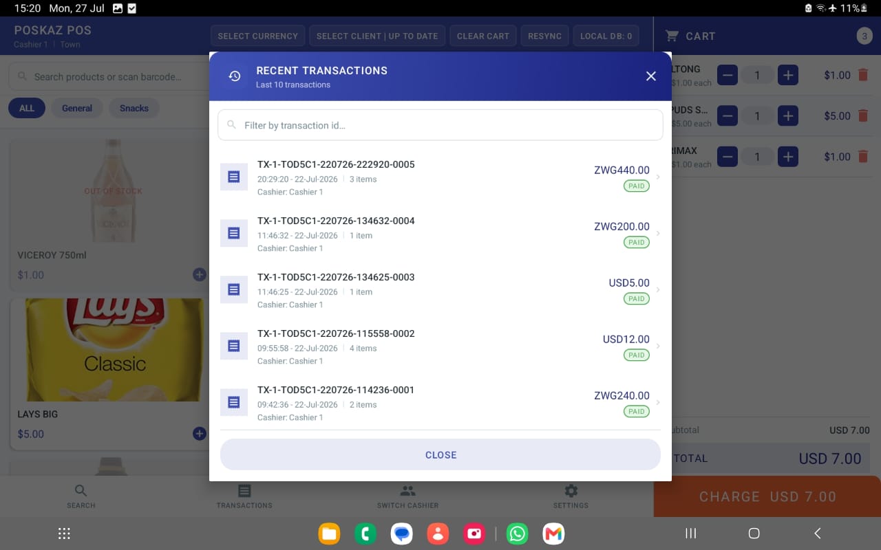 POS Transaction History