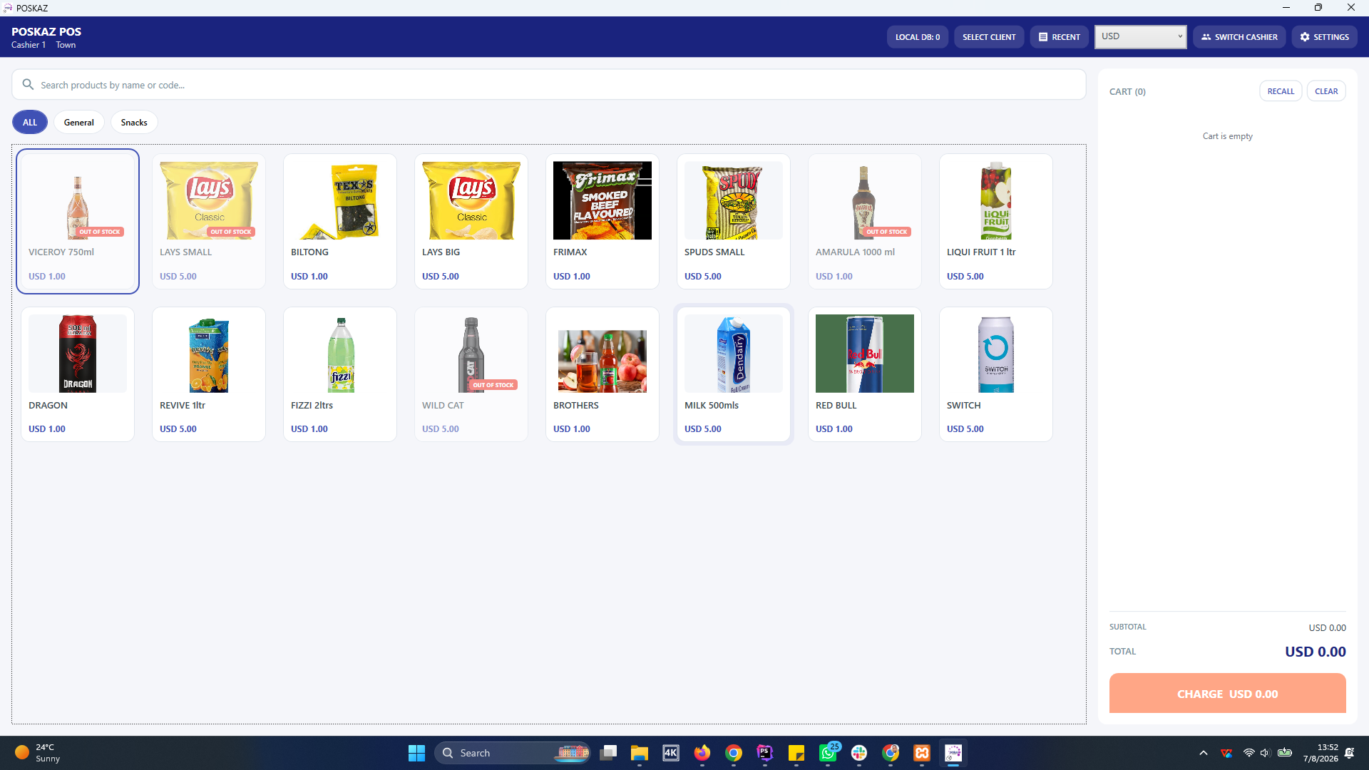 POSKAZ Windows POS product grid